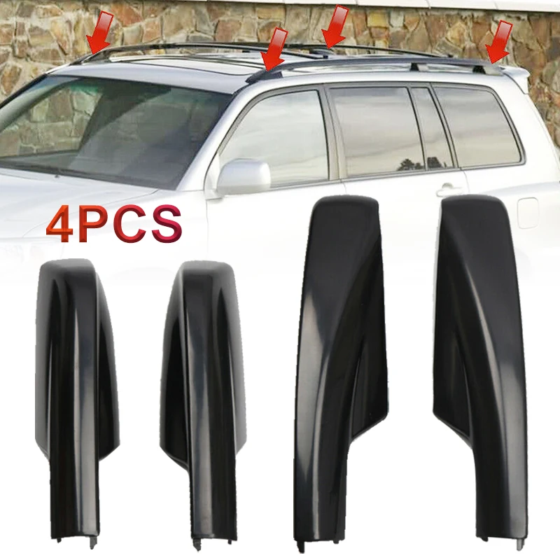 

4x Black Roof Rack Cover Rail End Shell Replacement FOR 01-07 Toyota Highlander