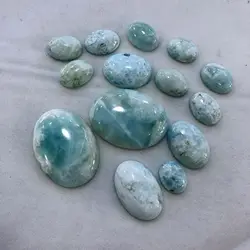 2pcs/lot Natural Larimar Bead Cabochon 12x16mm 13x18mm 15X20mm 18X25mm 22x30mm 30X40MM Oval Gemstone Ring Face For Jewelry