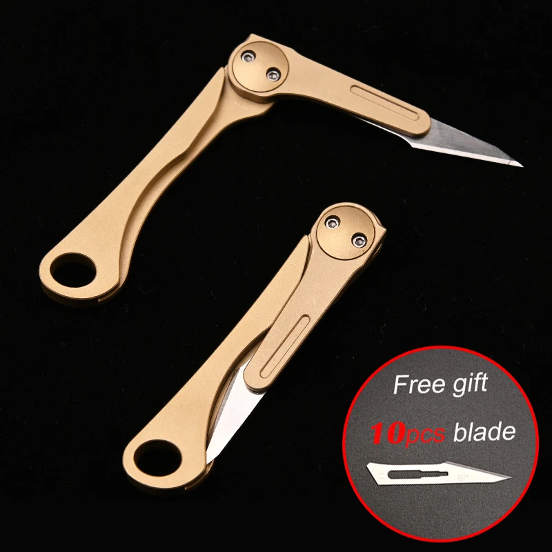 Mini Brass Folding Pocket Knives Outdoor Portable Removable EDC Knife Self Defense Survive Gadget Box Letter Peeling Opener