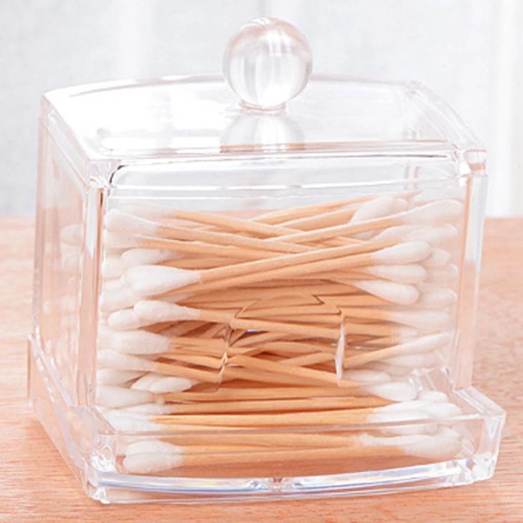 Square Q-Tips Cotton Swabs Holder Transparent Cotton Swabs Storage Stand Rack Organizer Box Cosmetic Makeup Case