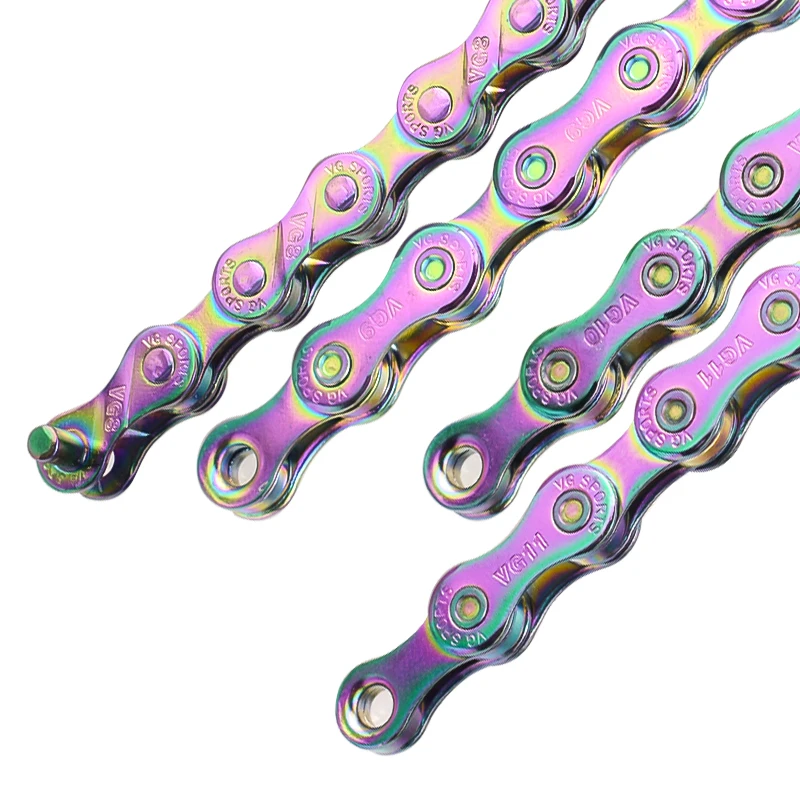 

Bicycle Chain 8 9 10 11 12 Speed Colorful MTB Bike Chain Mountain Road Chains Ultralight 116L Quick Link Rainbow Bicycle Parts