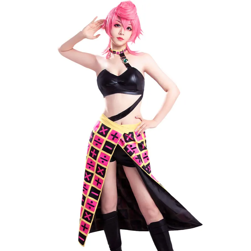 

Anime JoJo's Bizarre Adventure Trish Una Cosplay Costumes Sexy Uniform Role Play Wig Fashion Clothing Top Skirt Suits Halloween