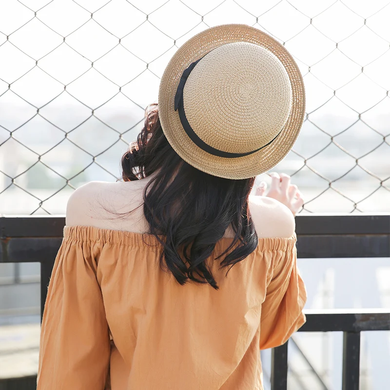 COKK-sombreros de paja con protección solar para mujer, sombrero de paja con visera rizada, redondo, de verano, para padres, hijos y estudiantes