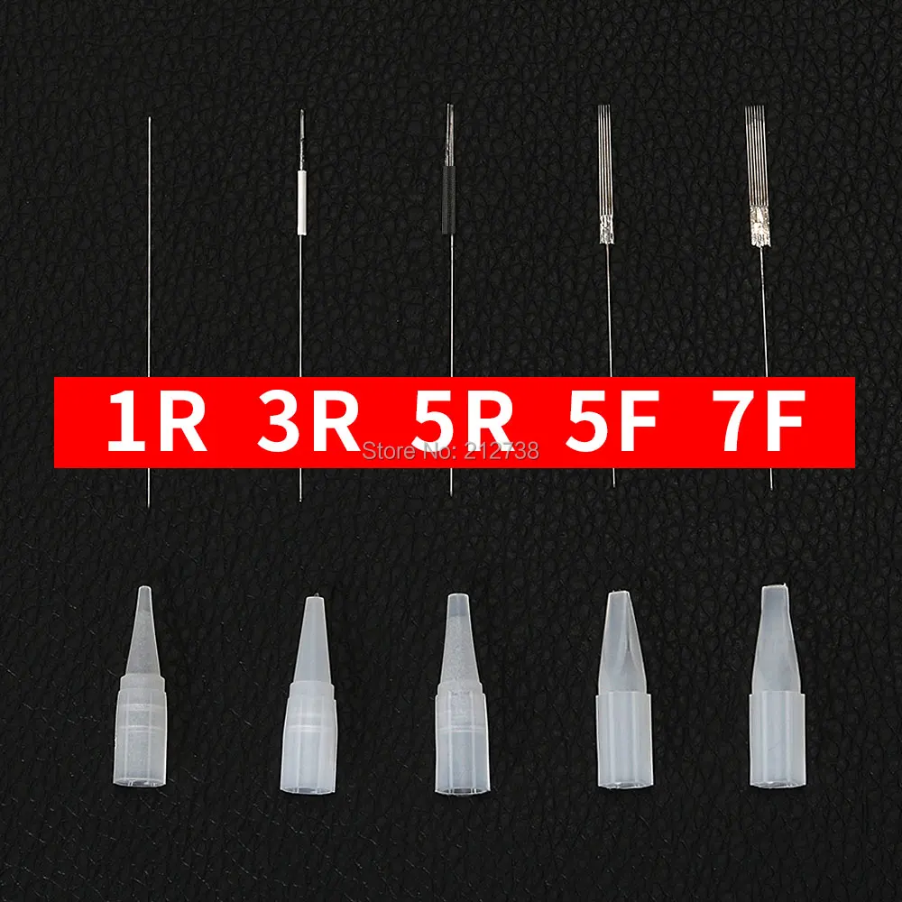 100PCS 1R 3R 5R 5F 7F PMU Needles + Needle Tips Disposable Sterilized Professional Tattoo needles for Permanent Makeup Eyebrow