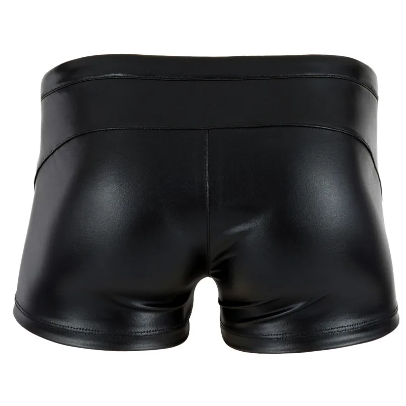 Mens Boxer Shorts Male Drawstring Shorts Patent Leather Lingerie Homme Casual Shorts Summer Elastic Waistband Lounge Short Male