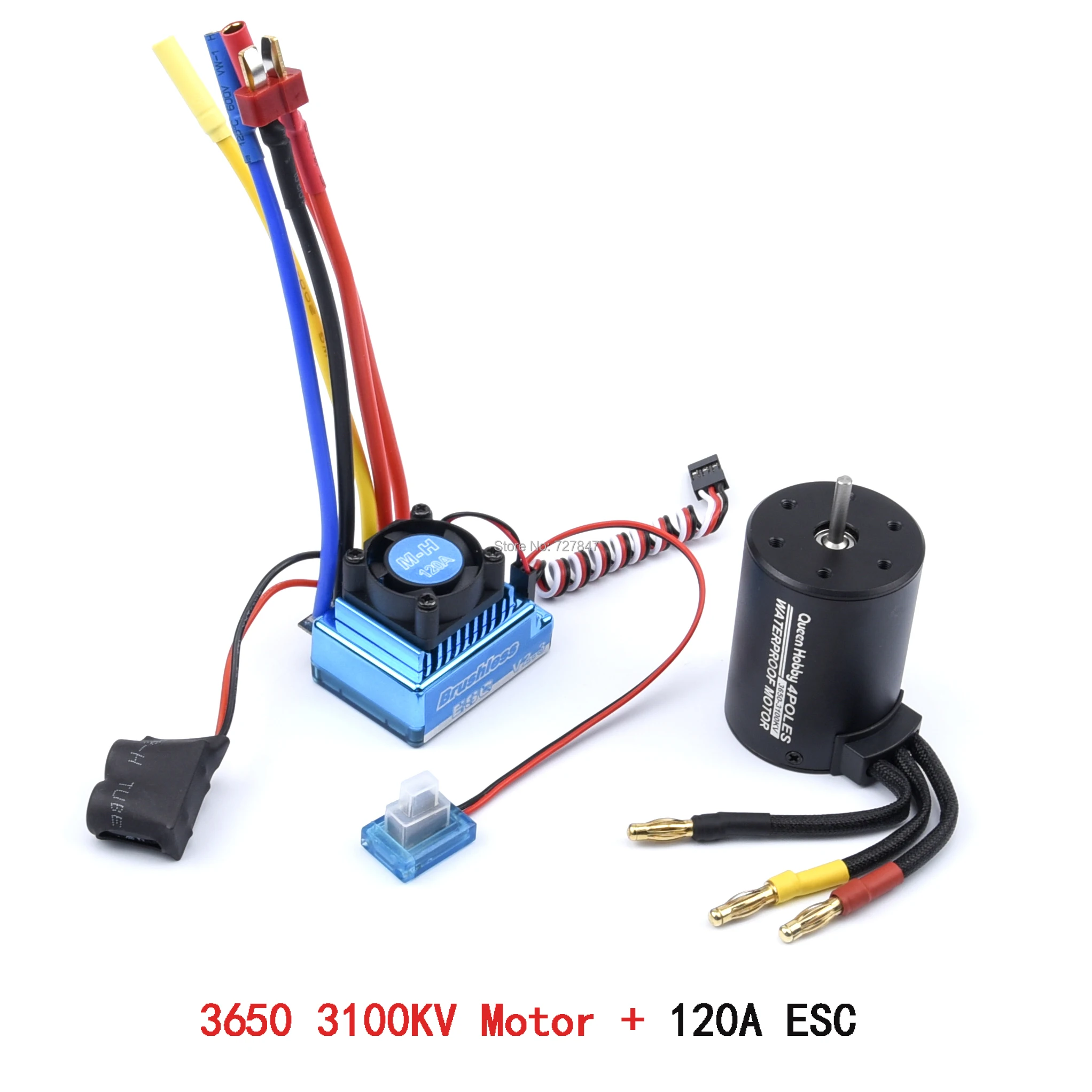 3650 2300KV / 3100KV / 3900KV / 4300KV / 5200KV Brushless Motor & 45A 60A 80A 120A ESC Combo for 1:10 RC Car Boat Part