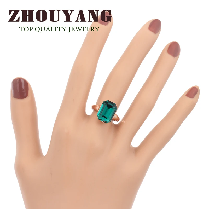 Top Quality Big Crystal Elegant Rose Gold Color Ring Crystals From Austria Full Sizes ZYR276 ZYR318