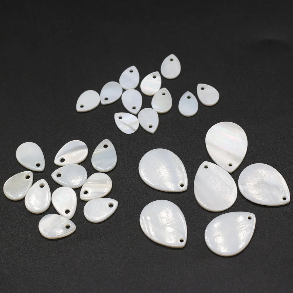20Pcs Natural Freshwater Elliptic Type Pendant Beads Punch Loose Beads for DIY Elegant Necklace Bracelet Jewelry Making