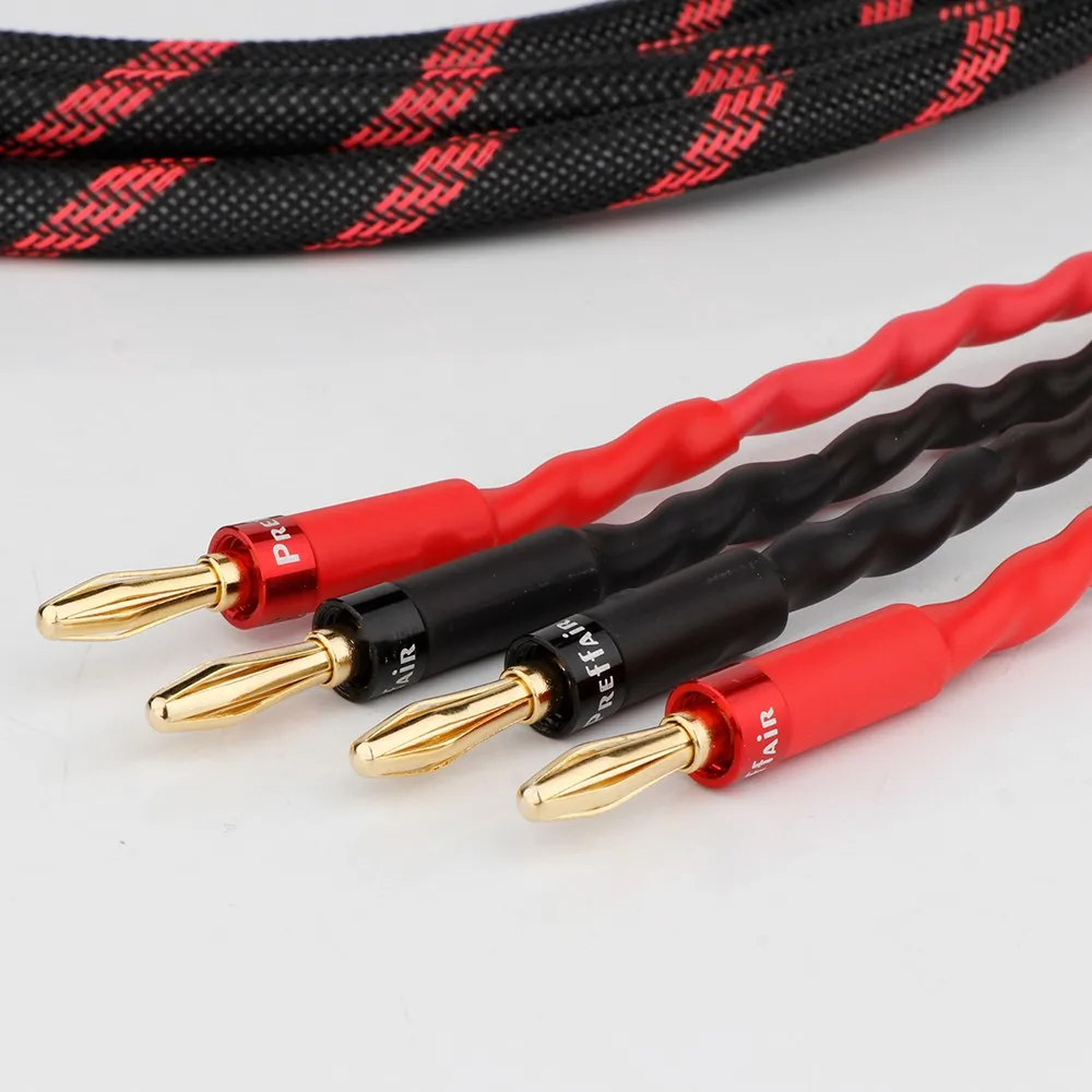 HiFi Speaker Cable L-4S8F 1 Pair Oxygen-Free Copper Audio HI-FI High-End Amplifier 4N OFC Speaker Cable Banana Plug Cable