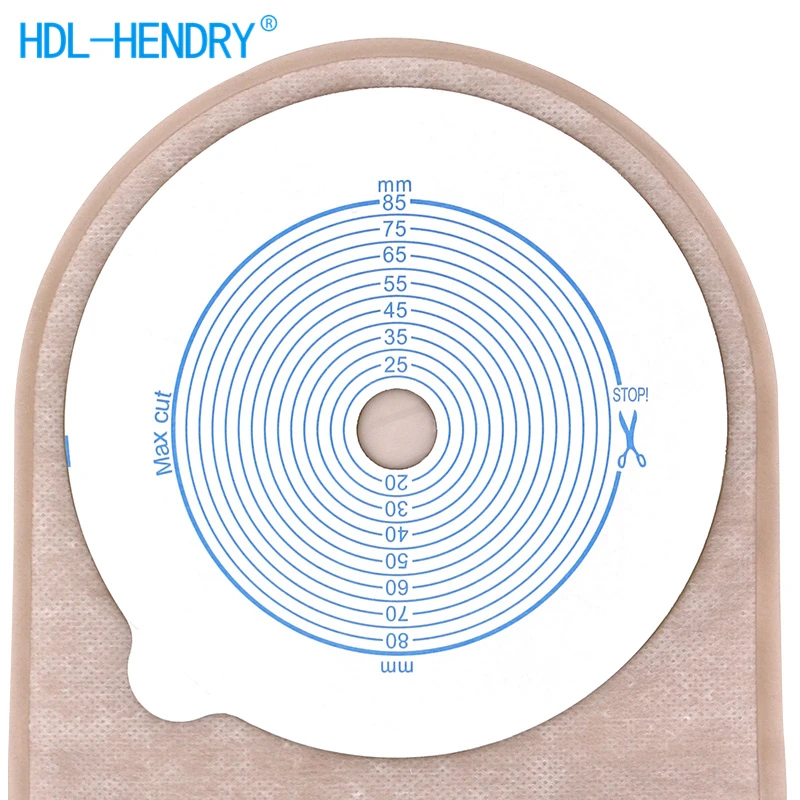 Kolostomi torbası s süper boyutu 85mm delik tek parça drenajlı ostomi torbaları Stoma bakımı klipleri ile kolostomi torbası ten rengi
