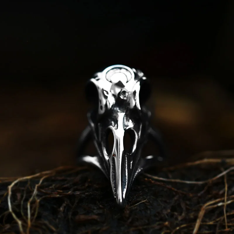 BEIER 316L stainless steel ring Nordic Viking amulet raven head pagan Odin rune fashion Scandinavian men/women jewelry BR8-199