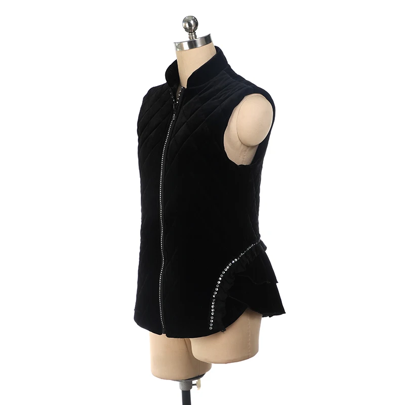 Custom Figure Skating Training Zipper Top Girls Competition Skating Warm Thick Padded Women'S Vest