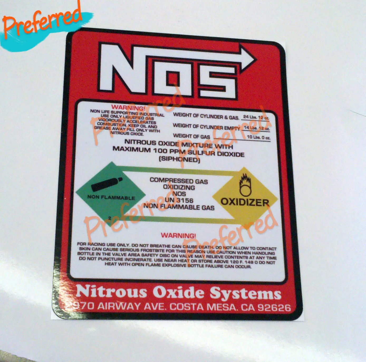 High Quality Sticker NOS Nitrous Oxide 10 Lb Bottle Label Super Industrial Toolbox Car Bumper Motorcycle Helmet Decal