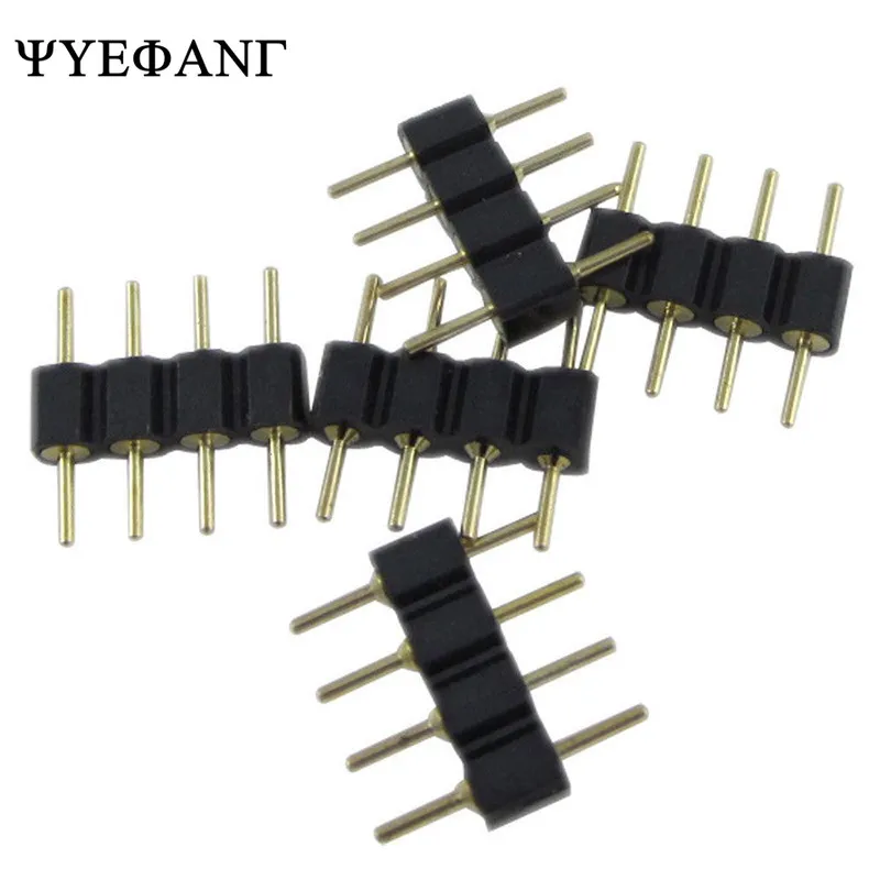10 sztuk/partia 4-pinowe złącze RGB Adapter pin igła męska podwójne 4pin, do taśmy LED RGB 5050 3528 DIY wkładka świetlna