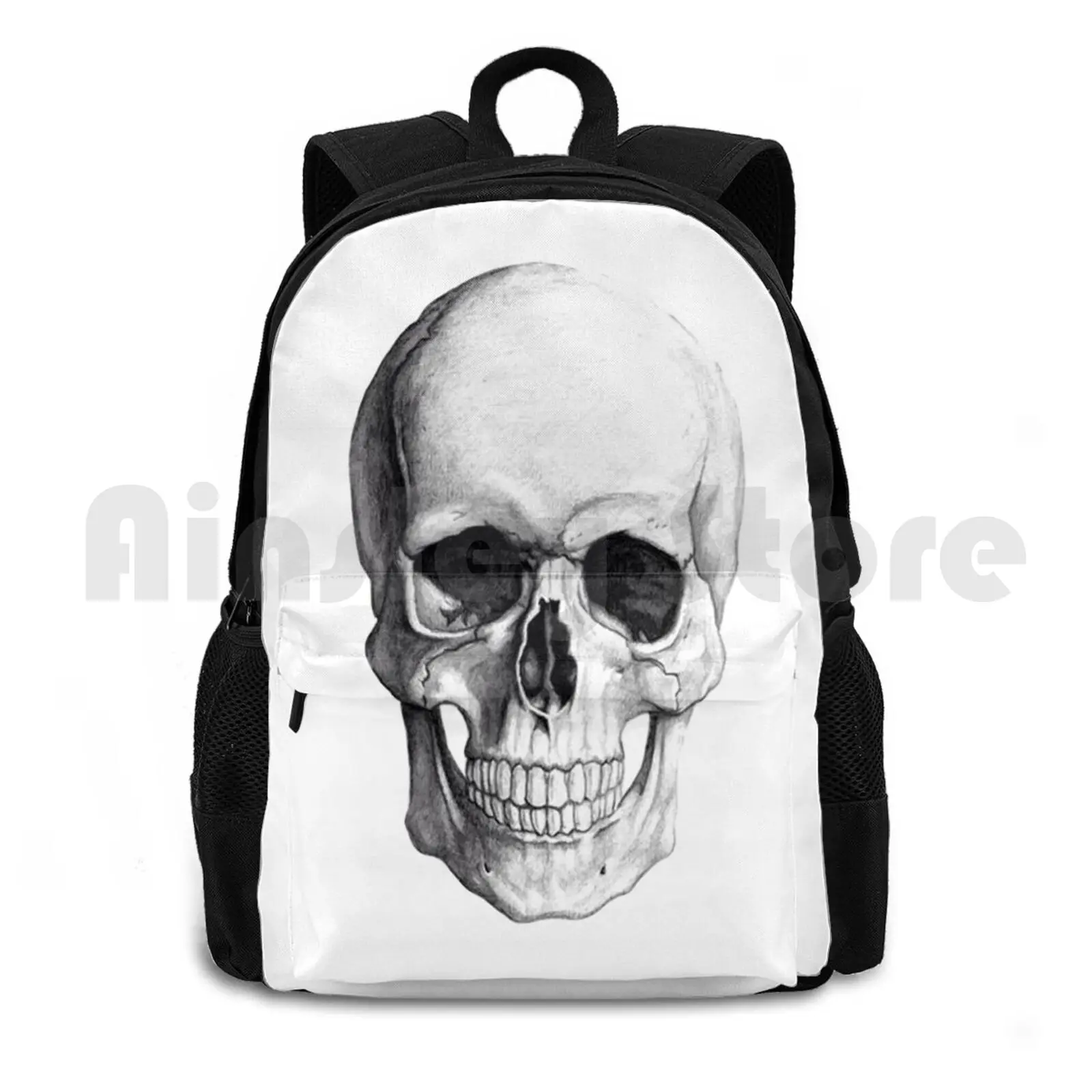 Skull Outdoor Hiking Backpack Riding Climbing Sports Bag Skull All Time Low Tumblr Grunge Death Punk Soft Grunge Pencil Sketch