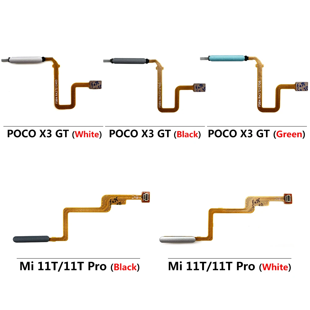 

5Pcs，Home Button Fingerprint Touch Id Sensor Connector Flex Cable For Xiaomi Mi 11T Pro / Poco X3 GT