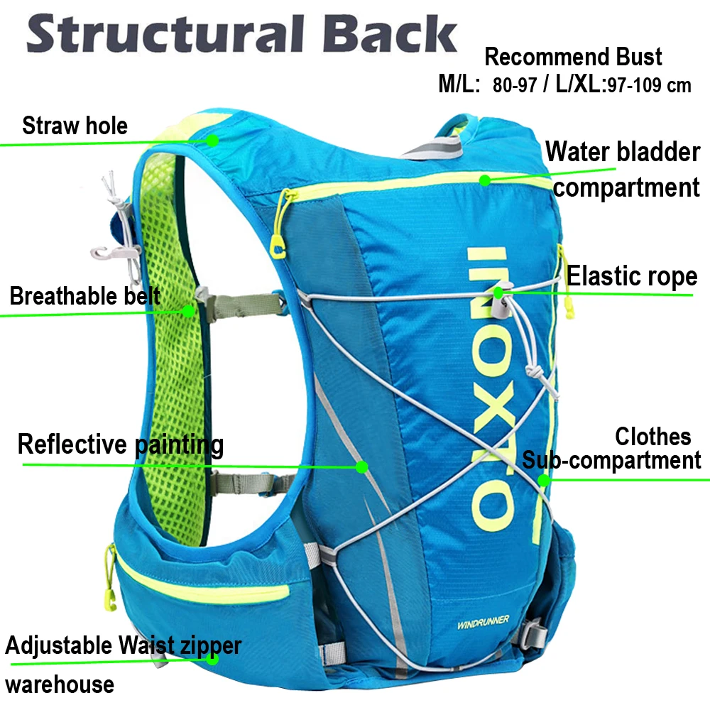 8L Running Hydration Vest Backpack Men Women Outdoor Sport Bags Trail Marathon Jogging Hiking Backpack option  Water Bag Flask