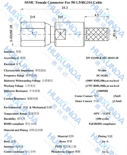 Connecteurs à sertir de Jack femelle SSMC pour RG316 RG174 LMR100, 5 pièces, adaptateur de câble RF