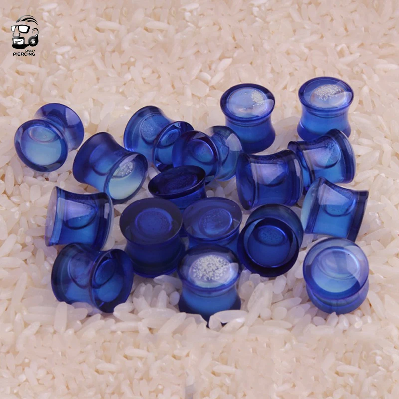 2pcs Trendy Blue Red Liquid Blood Acrylic Ear Plugs Tunnels Lobe Earrings Piercing Oreja Luminous Ear Expander Jewelry for Gift