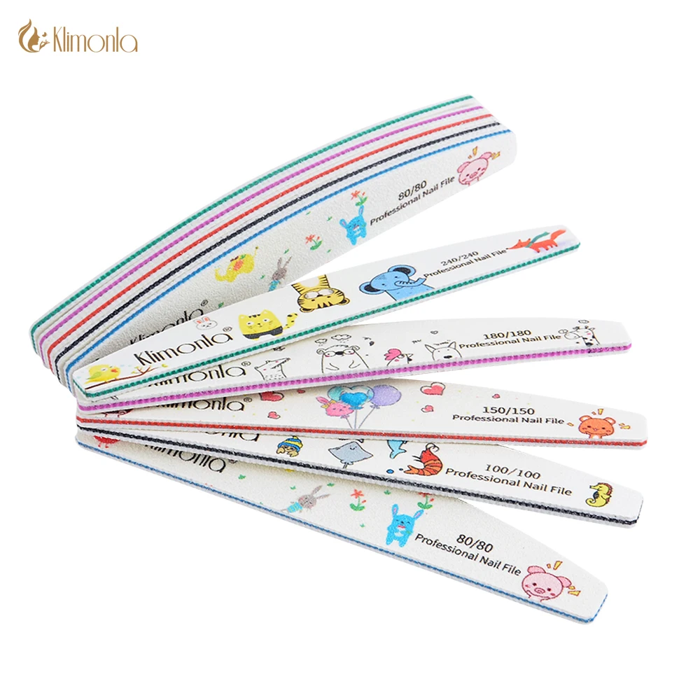 

3/5/10pcs Nail File 5 Grit Cartoon Animal Half Moon Sandpaper Grinding Polish Pedicure Files set Manicure Nail Lime Tools