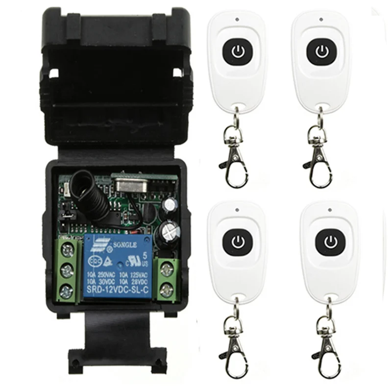 

DC12V 24V 1CH 1 CH Mini Wireless RF Remote Control Light Switch 10A Relay Output Radio Receiver Module+one-button Transmitter