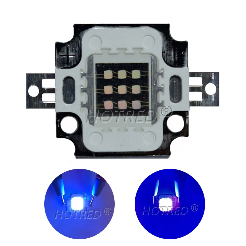 Lámpara led ultravioleta de alta potencia, controlador no impermeable de 900mA, 10W, 365nm, 375nm, 385nm, 395nm, 410nm, 420nm