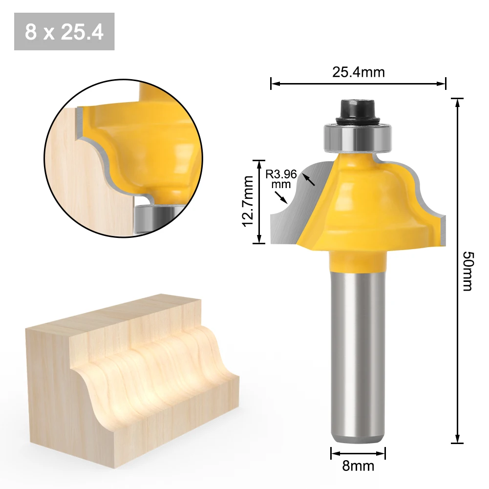 1pcs/set High Quality Cove Bit With Bearing 8mm shank Cove Edging and Molding Router Bit - 7/8\