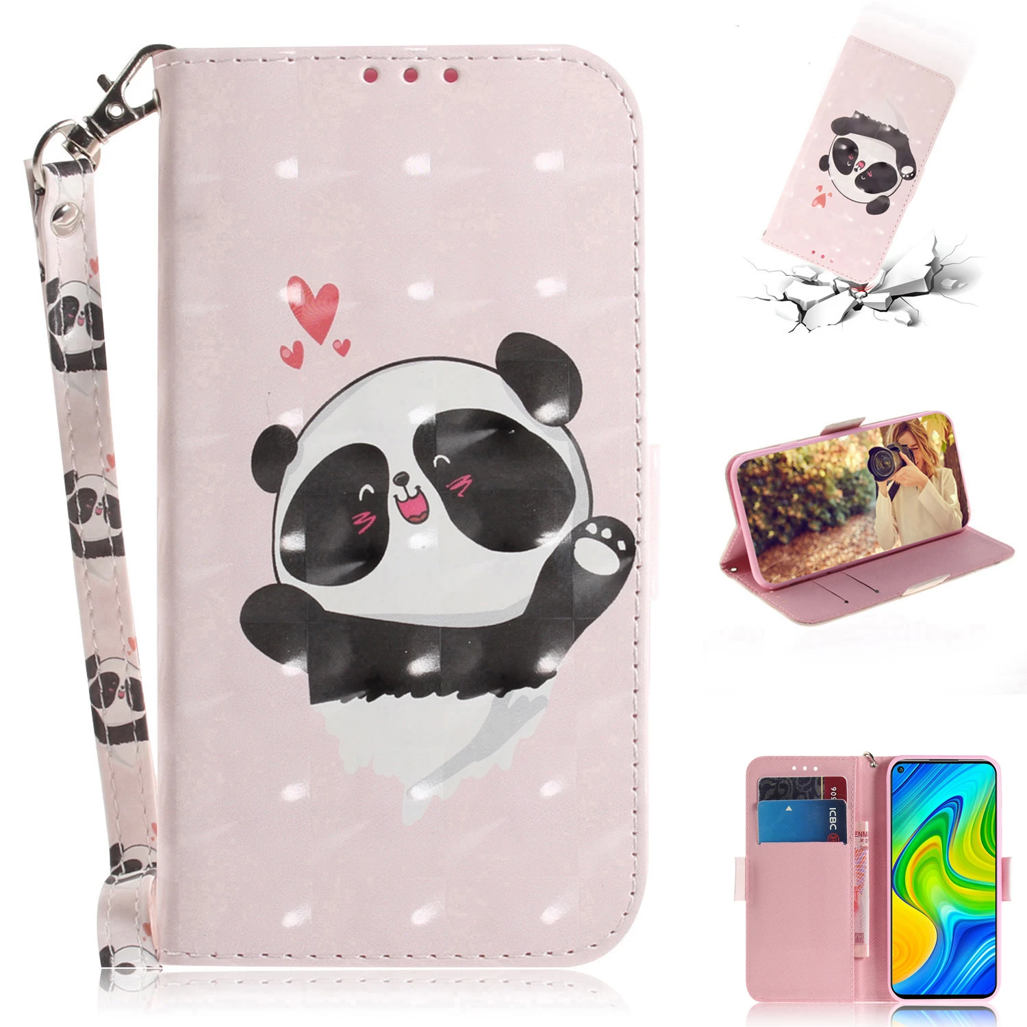 3D Animal Pattern Case For Xiaomi Redmi Note 6 7 8 8T 9S 9 Pro Max 10 6A 7A 8A 10X S2 4G 5G Flower Cat Flip Phone Cover Leather