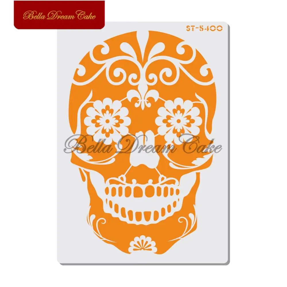 

Halloween Skull Design Cake Stencil Wall Stencils for DIY Home Decor Scrapbooking Painting Drawing Stencils Template Cake Tool