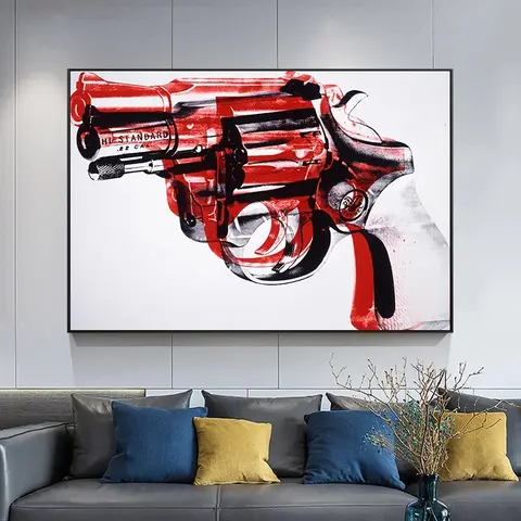 Andy Warhol Abstract Gun Canvas Painting Modern Prints and Posters Cuadros Wall Art Pictures for Living Room Home Decor Unframed