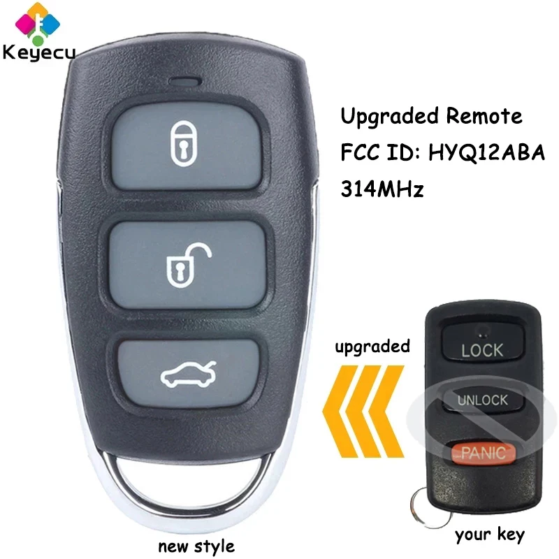 

KEYECU Upgraded Remote Control Car Key With 3+1 4 Buttons 314MHz for Mitsubishi Eclipse 1999 2000 2001 Fob FCC ID: HYQ12ABA