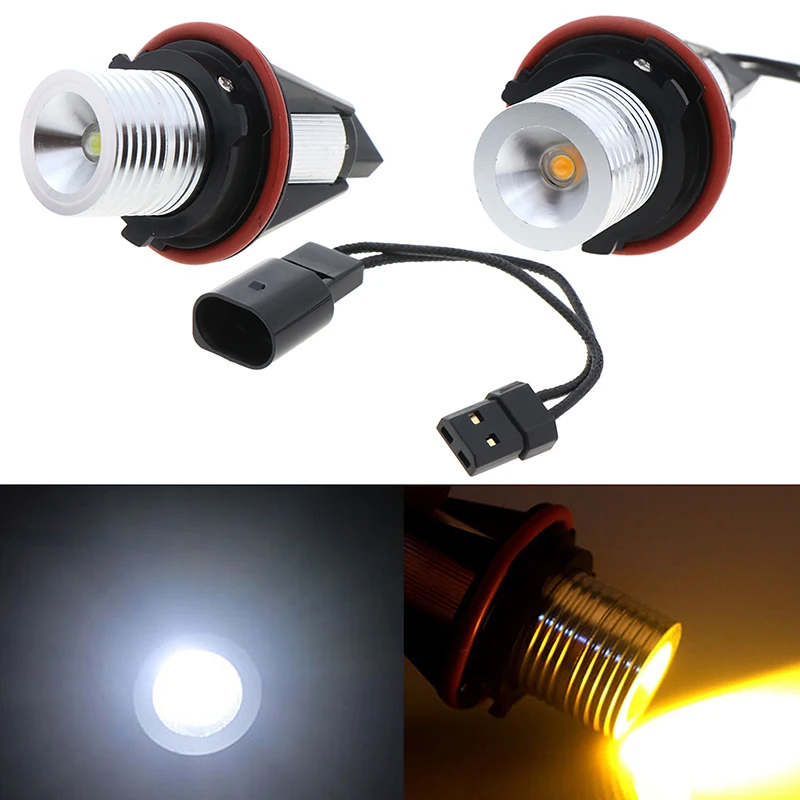 1PC E39 E60 E87 X5 LED Angel Eye Ring Marker Side Light White Yellow LED With Bulb Connector Cable