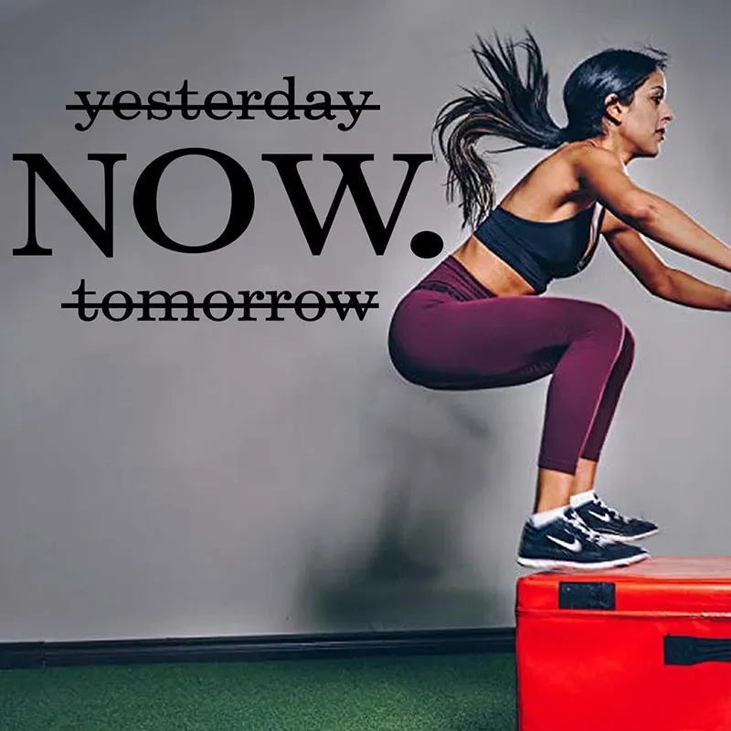 Now Tomorrow Yesterday No Quote Wall Sticker Vinyl Interior Decor Motivational Words Gym Office Classroom Decals Murals 4534