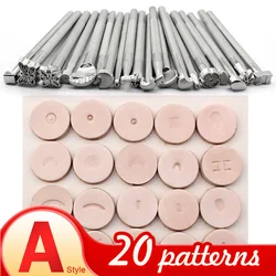 Leather Stamping Tools Set, 20 PCS Different Shape Punch Carving Saddle Making Kit for Leather Craft Beginners DIY Working