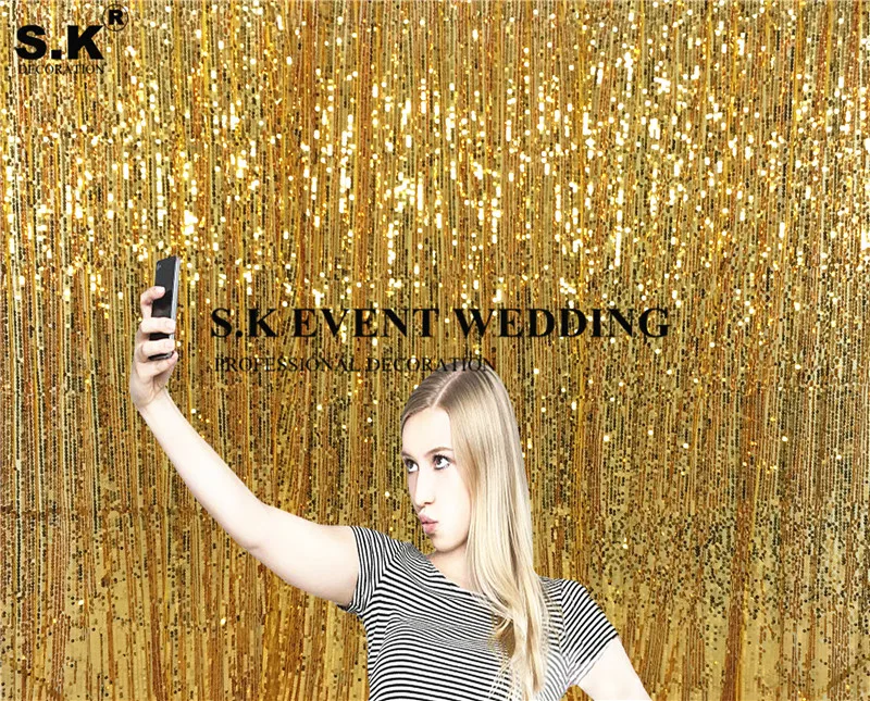 

More Beautiful Sequin Backdrop Curtain Wall Glitter Stage Background Photo Booth Our Door Wedding Event Banquet Decoration