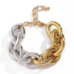 Simple CCB Chain Bracelet Women's Retro Armband Steampunk Hip Hop Cuban Mixed Color Cross Metal Bracelets Girl Jewelry Gift