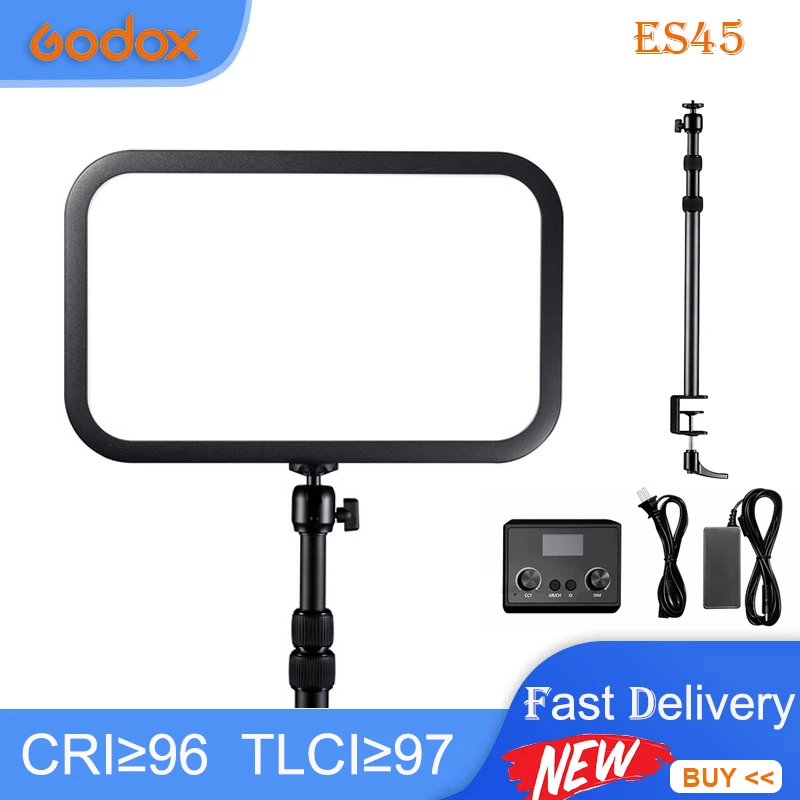 Godox E-Sports LED Light ES45 Kit 2800K-6500K LED Video Light Panel with Mounting Rod for Game Live Photography Studio Lighting