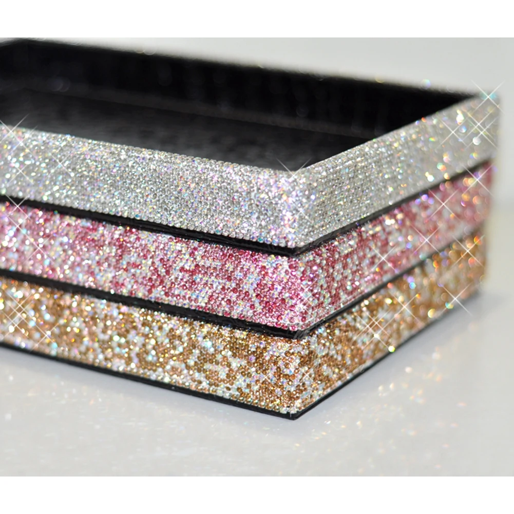 

PU Leather Bling Rhinestone Stowing Tidying Block Type in Car European Tray Type Cover DIY for your Home