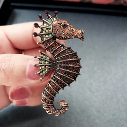 Colors Rhinestone Seahorse Brooch Creative Cute Animal Woman Child Party Clothing Brooches Accessories