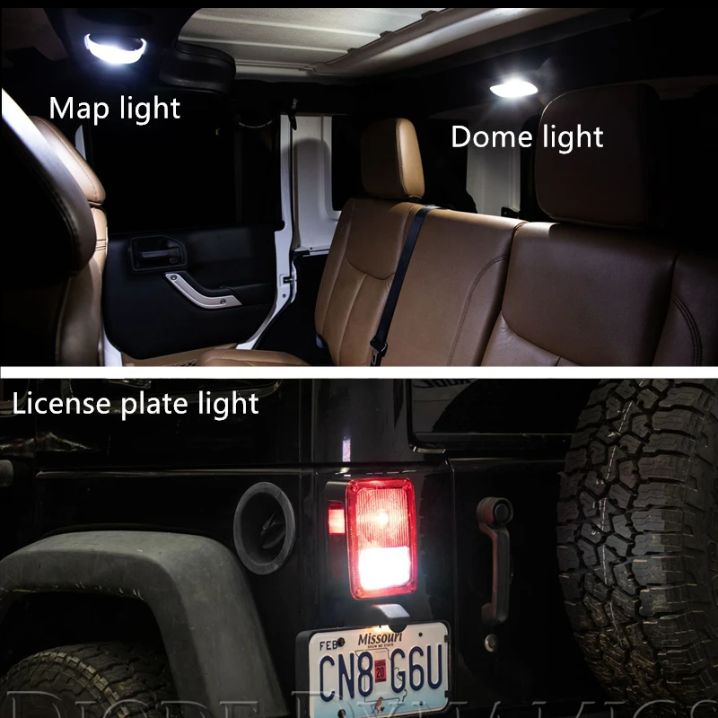 Shinman 4X Error Free LED Interior Light Kit Package For Jeep Wrangler JK 4-Door 2007-2016 Map Dome  license led