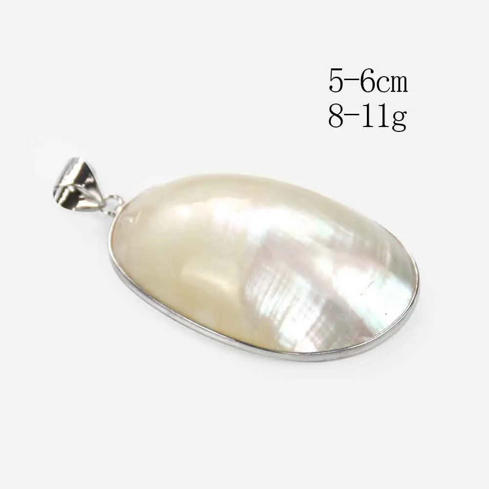 Big Oval White Natural Mother of Pearl Seashell Pendant Charm for DIY Necklacet Women Luxury Jewelry Making Accessories