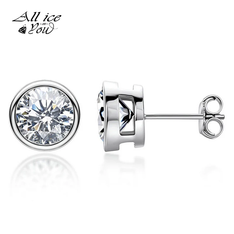 ALLICEONYOU 925 Classic Silver 0.5ct D-E Color Moissanite VVS Fine Jewelry Diamond Stud Surround  Lace Earring  Women Gift