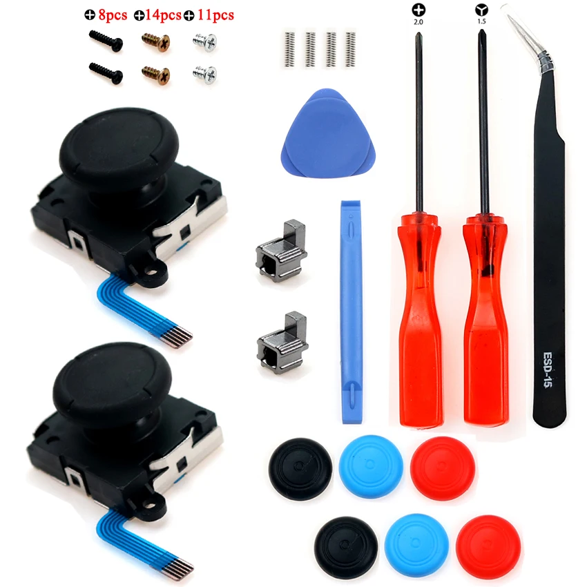 

2pcs 3D Joycon Joystick Replacement Analog Thumb Stick Joy Con Repair Kit for Nintend Switch Tri-Wing Cross grip caps