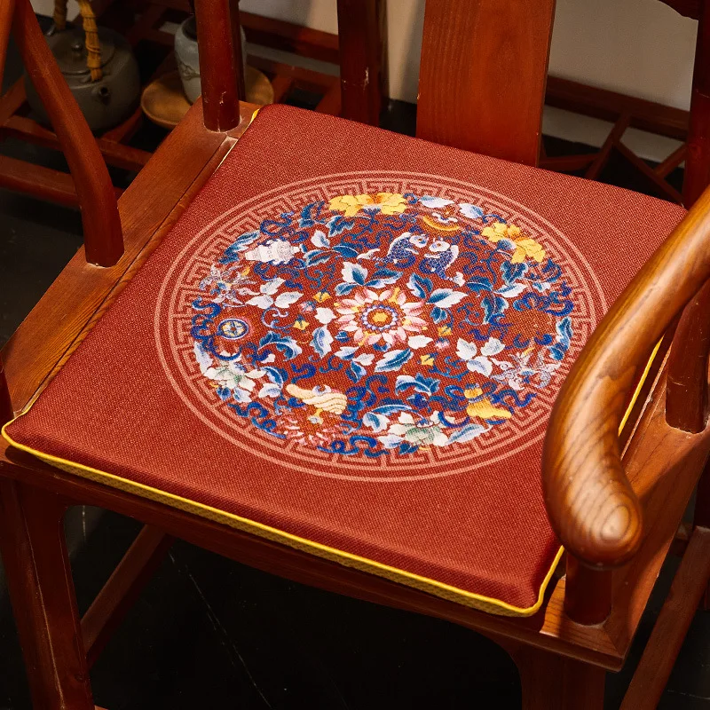 Retro Chinese Style Classical Seat Cushion Armchair Cushion Non-Slip  Cushion Washable Floor Soft Cuhsion Red Chinese Mat