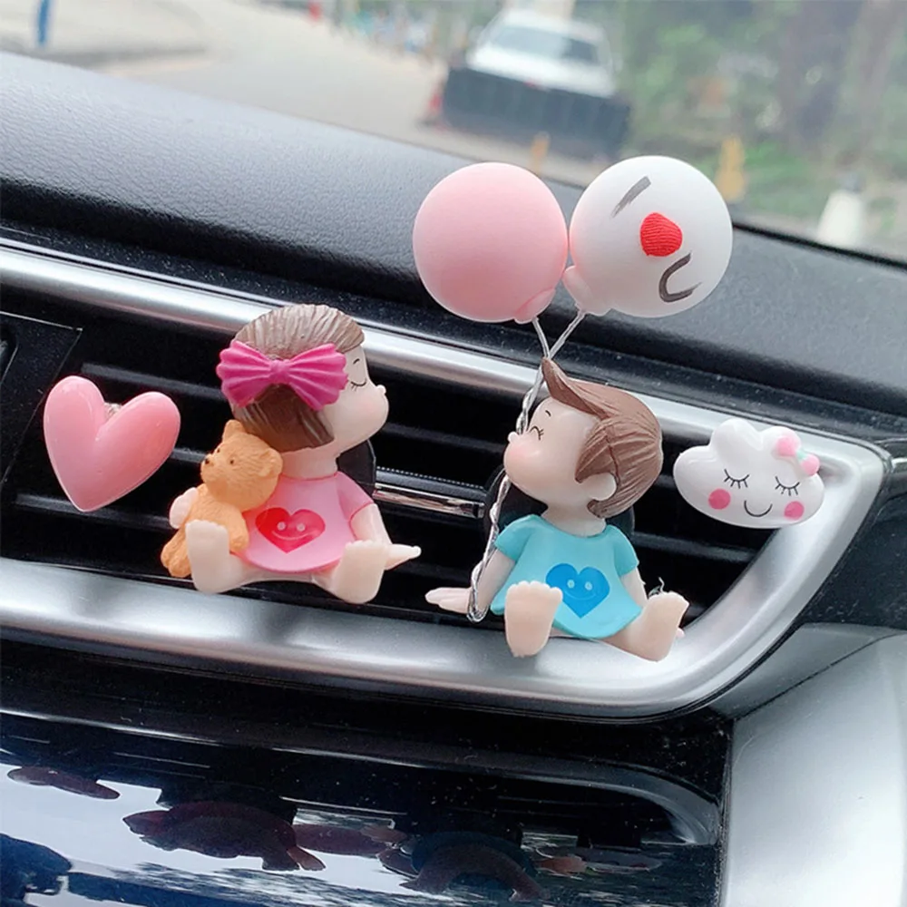 Lovely Couple Girl Boy Car Air Vent Freshener Essential Oil Perfume Clip Scent Aromas Diffuser Decor Auto Interior Accessories