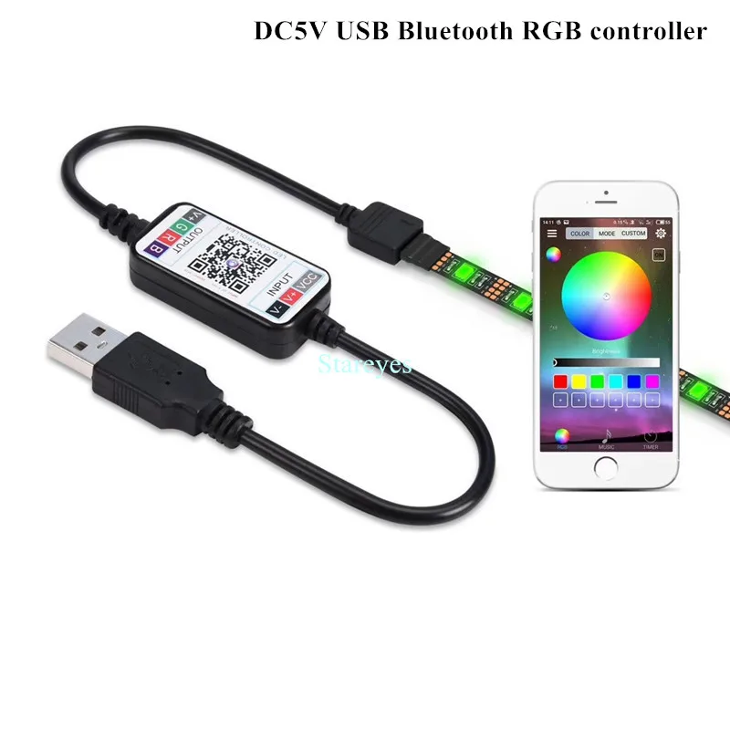 1 Piece of DC5V USB LED RGB Controller Mini 3Key Dimmer IR 24Key RF 17key Bluetooth Wireless Remote Control for 5V RGB LED Strip