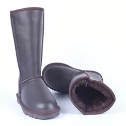 New High Boots 2025 Genuine Leather Shoes Women Winter Mujer Botas Woman Snow Boots Thick Plush Boots Women's Shoes Warm Shoes