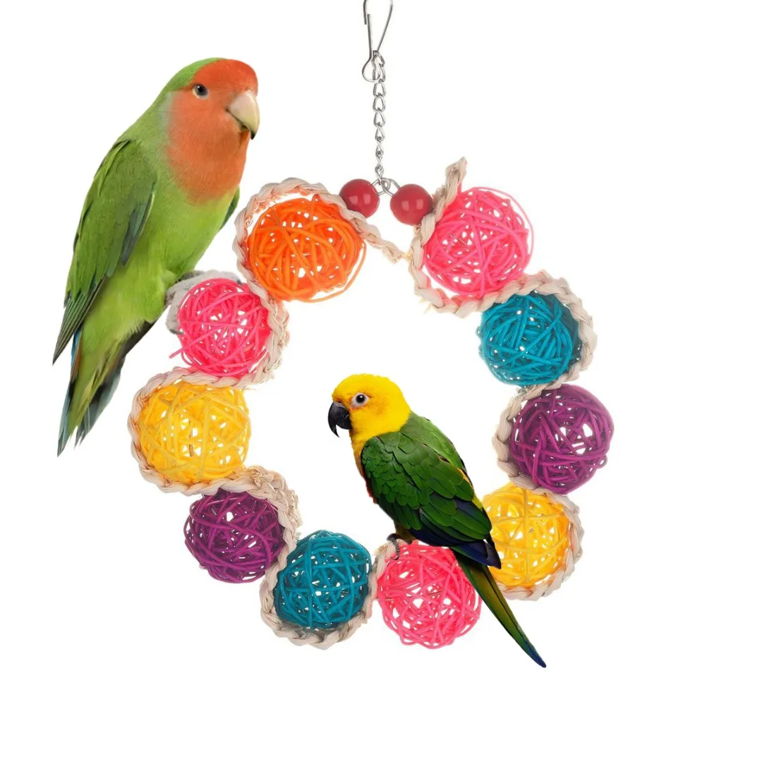 New Pet Birds Parrots Wooden Colorful Bead Twist Skewers Biting Climbing Toy