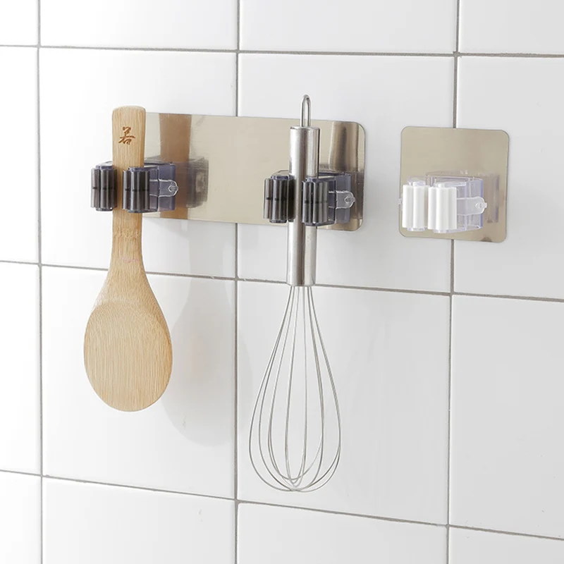 Bấm Lỗ Giá Rẻ Inox Treo Tường Cây Lau Nhà Clip Giá Treo Chổi Lau Nhà Đa Năng Bảo Quản Móc Phụ Kiện Phòng Tắm