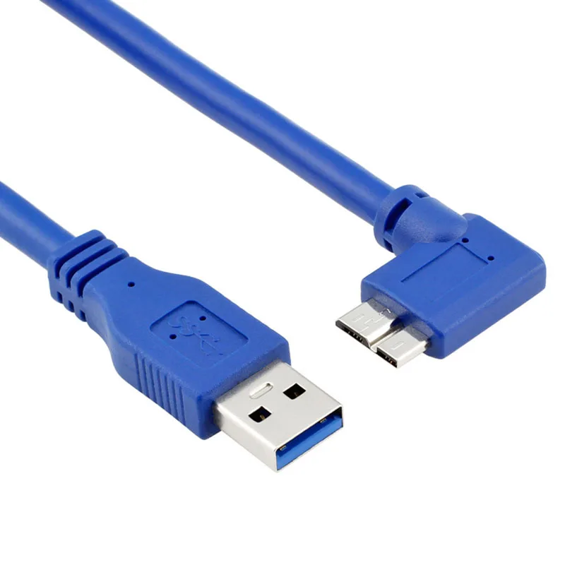 كابل USB 3.0 Type A ذكر إلى Micro B ذكر بزاوية 90 درجة 5 جيجابت في الثانية ، كابل لكاميرا SLR/قرص صلب متنقل 0.6 متر/1 متر